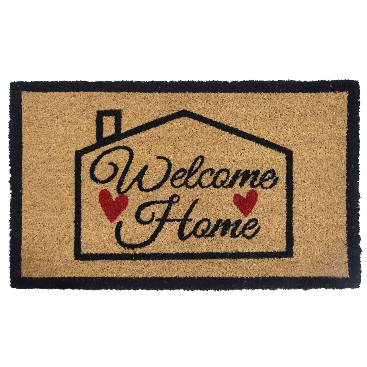 Gardenised Heavy Duty Coco Coir Doormat Non Slip PVC Baking Embossed Welcome Design Natural Coconut Fiber Floor Mat for Front Door Porch Patio Entryway Garage Mudroom & Outdoor Use 18x30"
